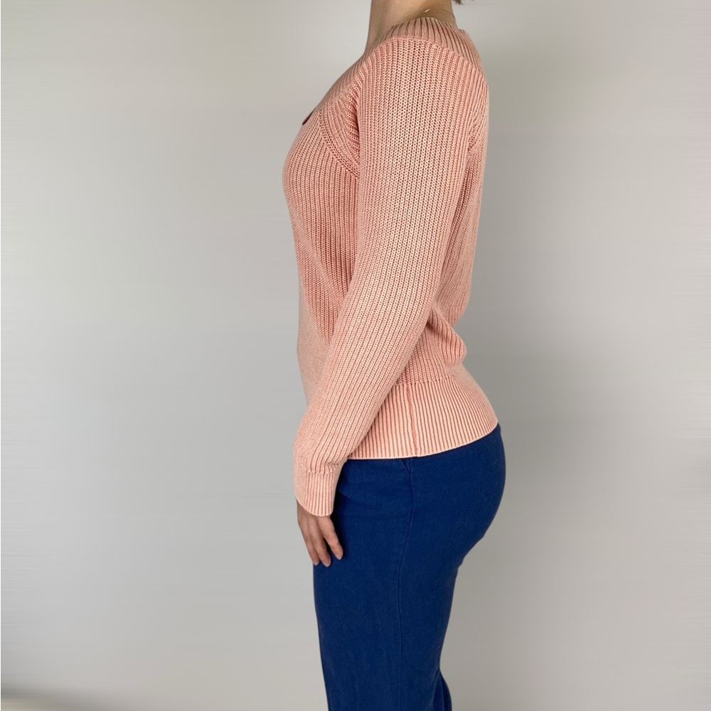 RAG & BONE Dawn Off The Shoulder Knit Sweater Ribbed Trim Pullover Pink - Picture 3 of 5